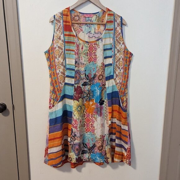 Ruby Yaya Patchwork Print Floral Sundress Boho Festival Hippie Dopamine Dressing - Picture 3 of 6